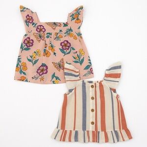 Carter’s Toddler Girl Tops Lot Size 2T Floral Cotton & Striped Linen Blend